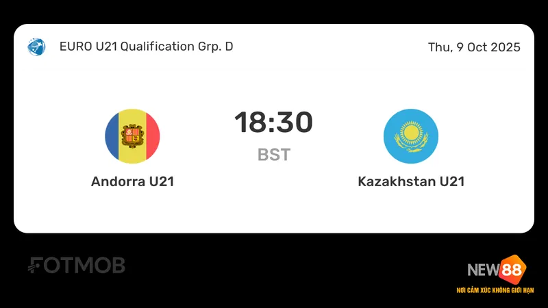 Cầu thủ U21 Andorra dẫn bóng trước sự áp sát của cầu thủ U21 Kazakhstan trong trận đấu Cầu thủ U21 Andorra dẫn bóng trước sự áp sát của cầu thủ U21 Kazakhstan trong trận đấu